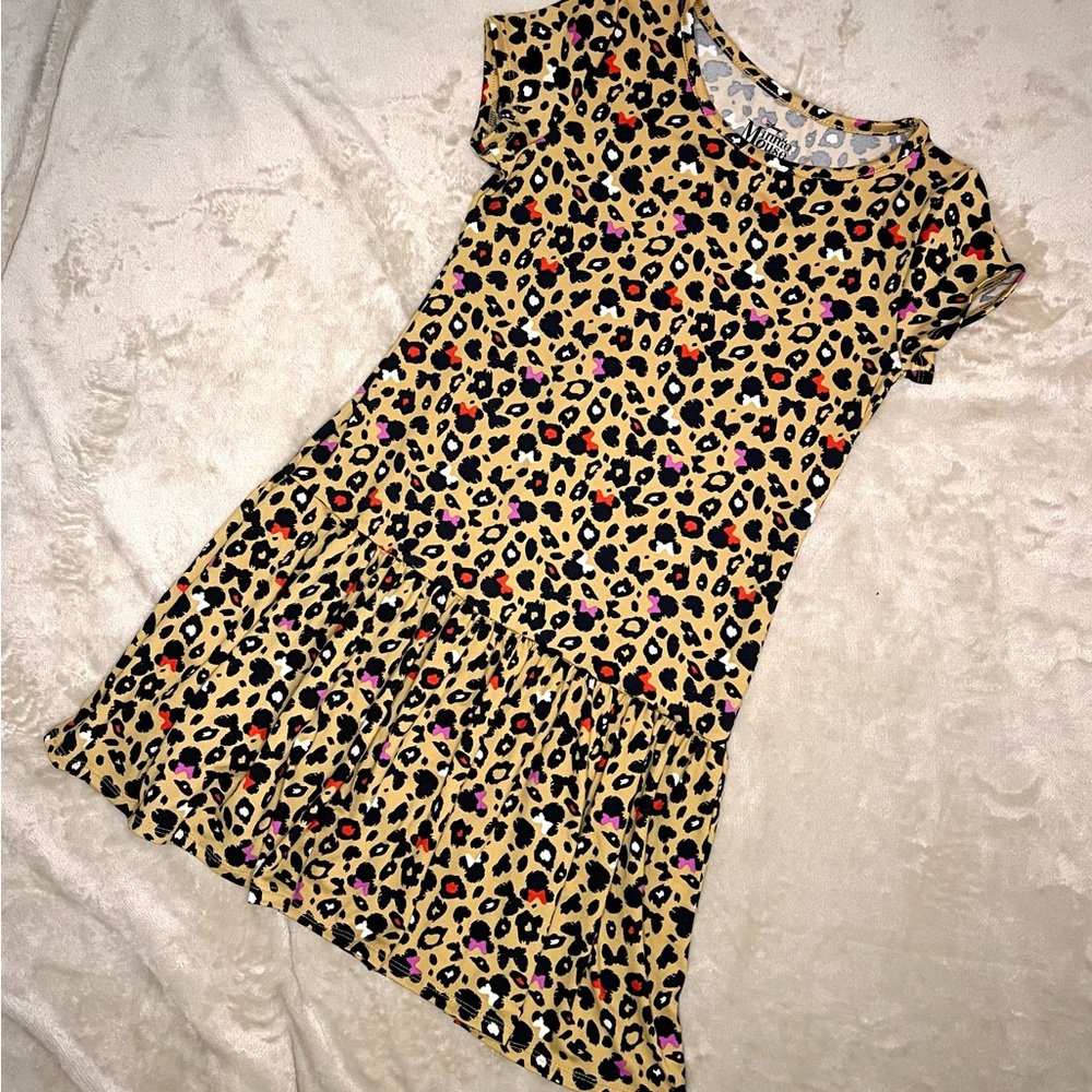 Girls leopard print Minnie Mouse dress size M (7/8)